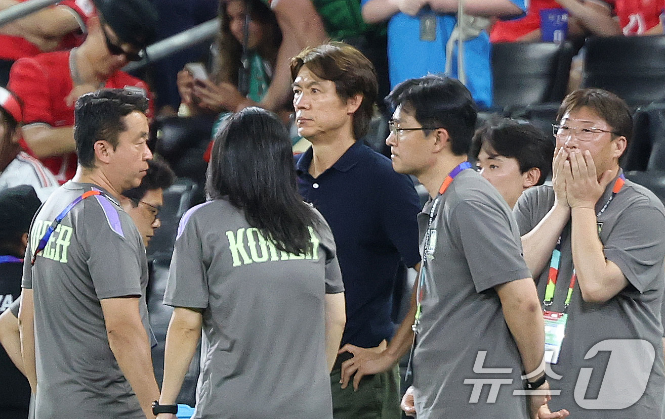 (몬테레이(멕시코)=뉴스1) 박지혜 기자 = 대한민국 축구국가대표팀 홍명보 감독이 24일(현지시간) 멕시코 몬테레이 스타디움에서 열린 2026 북중미 월드컵 A조 조별리그 3차전 …
