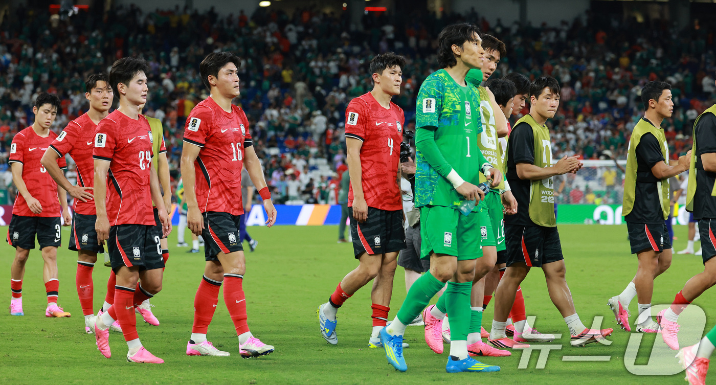 (몬테레이(멕시코)=뉴스1) 임세영 기자 = 대한민국 축구국가대표팀 선수들이 24일(현지시간) 멕시코 몬테레이 스타디움에서 열린 2026 북중미 월드컵 A조 조별리그 3차전 대한민 …