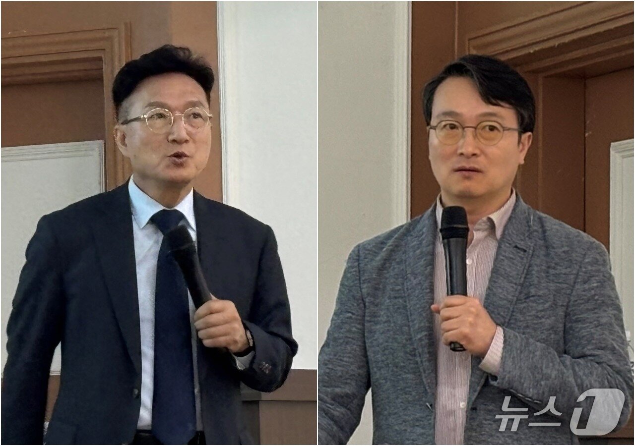 본문 이미지 - 25일 토론회에서 발제에 나선 정영석 한국해양대 교수와 정하용 부산연구원 책임연구위원 2026.6.25 뉴스1 ⓒ News1 홍윤 기자