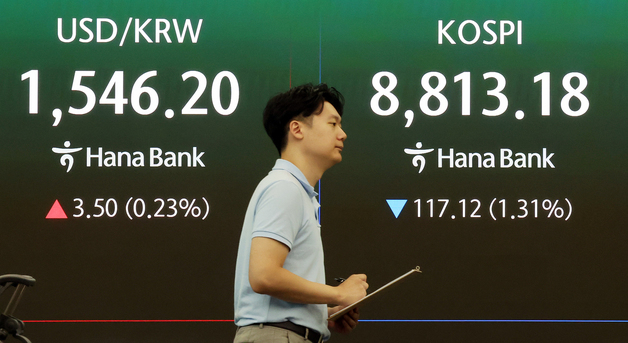 코스피 1%대 하락 출발… 환율은 1540원대 부담