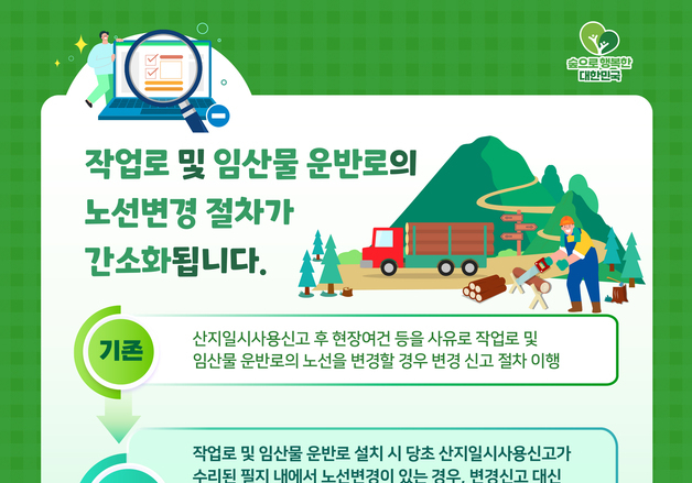 산림청, 산림경영용 작업로 노선변경 절차 간소화…규제 완화