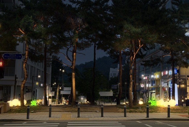 서초구, 청계산입구역 일대 경관조명 설치…"상권 활성화 기대"
