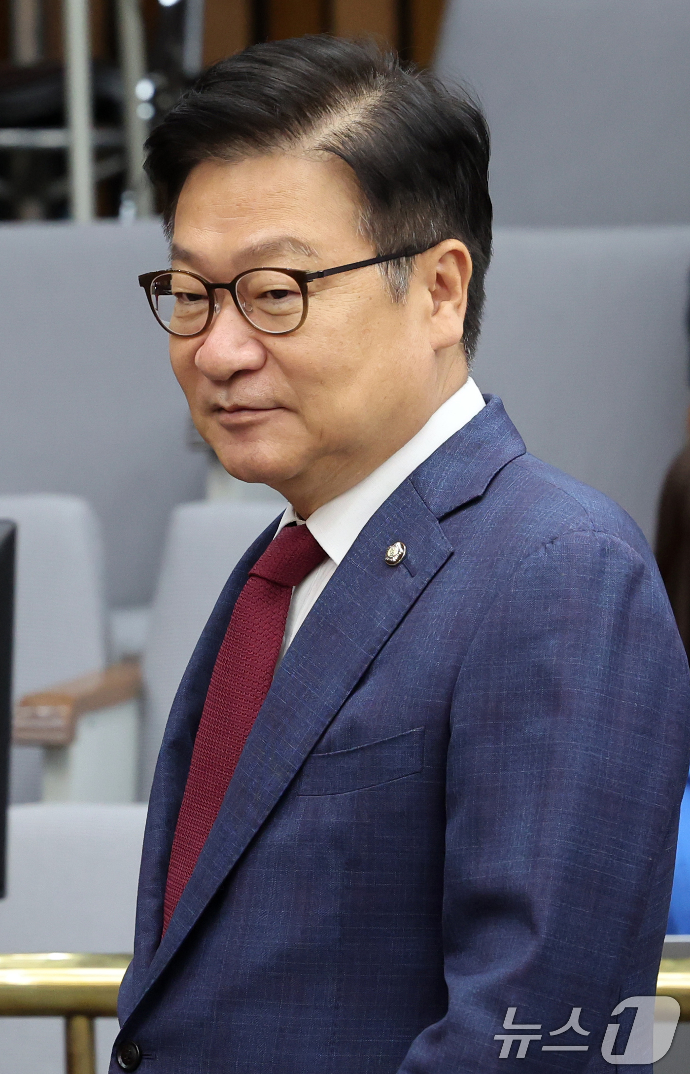 (서울=뉴스1) 황기선 기자 = 정점식 국민의힘 원내대표가 26일 오후 서울 여의도 국회에서 열린 원내대책회의에 참석하고 있다.  2026.6.26/뉴스1