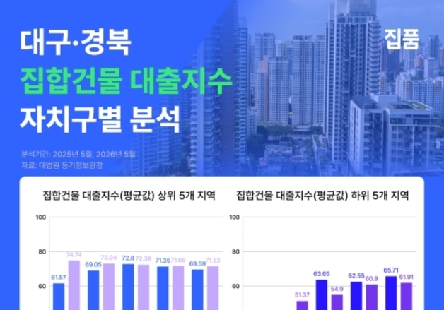 대구 집합건물 대출지수 60% 넘어…남구 69% 최고