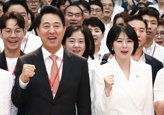 국민의힘 서울시당 지방선거 당선자 워크숍 참석한 오세훈·배현진