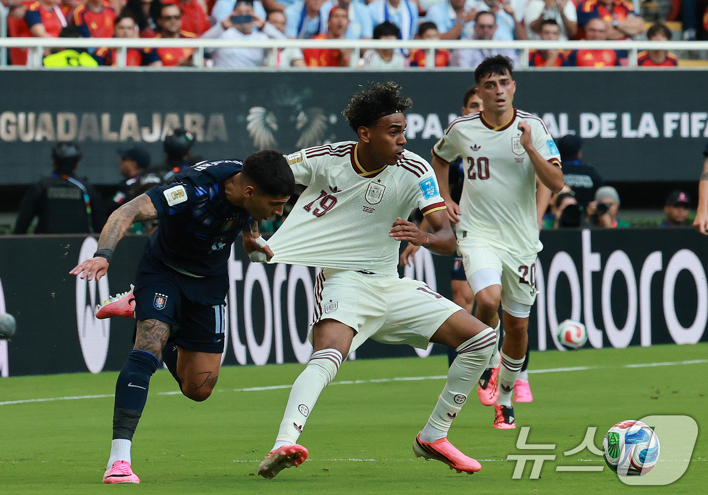 (과달라하라(멕시코)=뉴스1) 임세영 기자 = 스페인 축구국가대표팀 라민 야말이 26일(현지시간) 멕시코 과달라하라 스타디움에서 열린 2026 북중미 월드컵 H조 조별리그 3차전 …