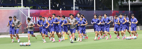 훈련하는 대한민국 축구대표팀