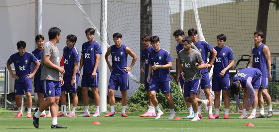 훈련하는 대한민국 축구대표팀