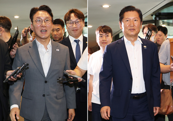 與 당권주자 신경전…정청래 "범진보 통합" 김민석 "판 넓게 써야"
