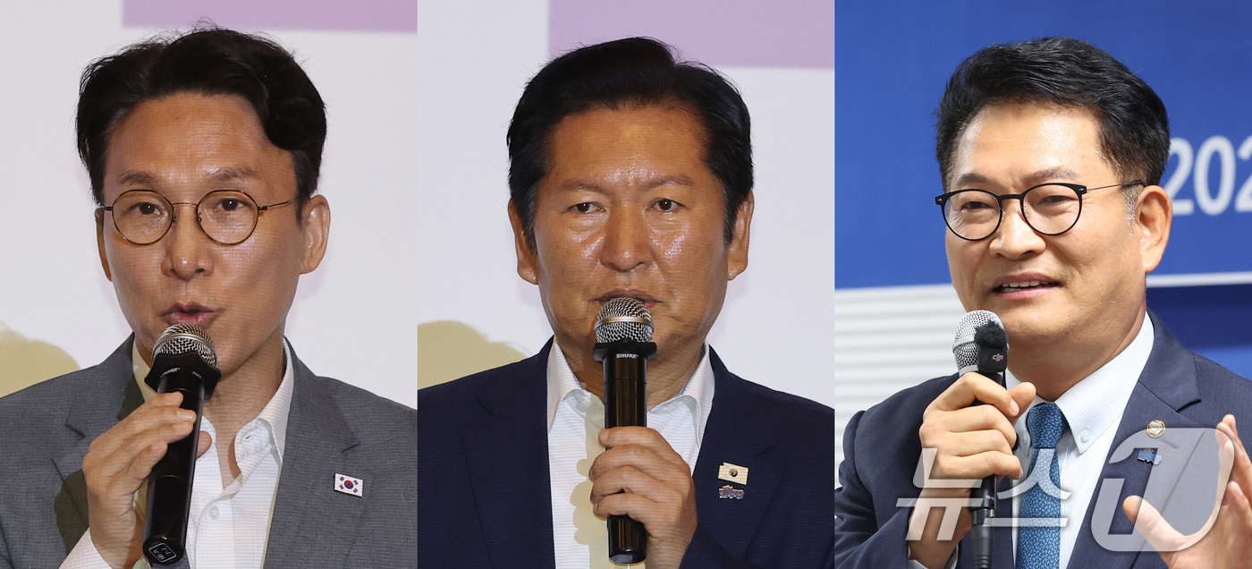 (경기 광주=뉴스1) 오대일 유경석 기자 = 더불어민주당 8·17 전당대회 주요 당권 주자들이 28일 일제히 청년 당심 공략에 나섰다. 사진은 이날 경기 광주 곤지암리조트에서 열린 …