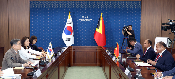 한·동티모르 외교장관 회담 발언하는 조현 장관