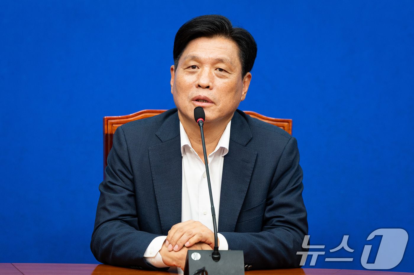(서울=뉴스1) 유승관 기자 = 조승래 전 더불어민주당 사무총장이 29일 서울 여의도 국회에서 퇴임인사 겸 기자간담회를 하고 있다. 2026.6.29/뉴스1