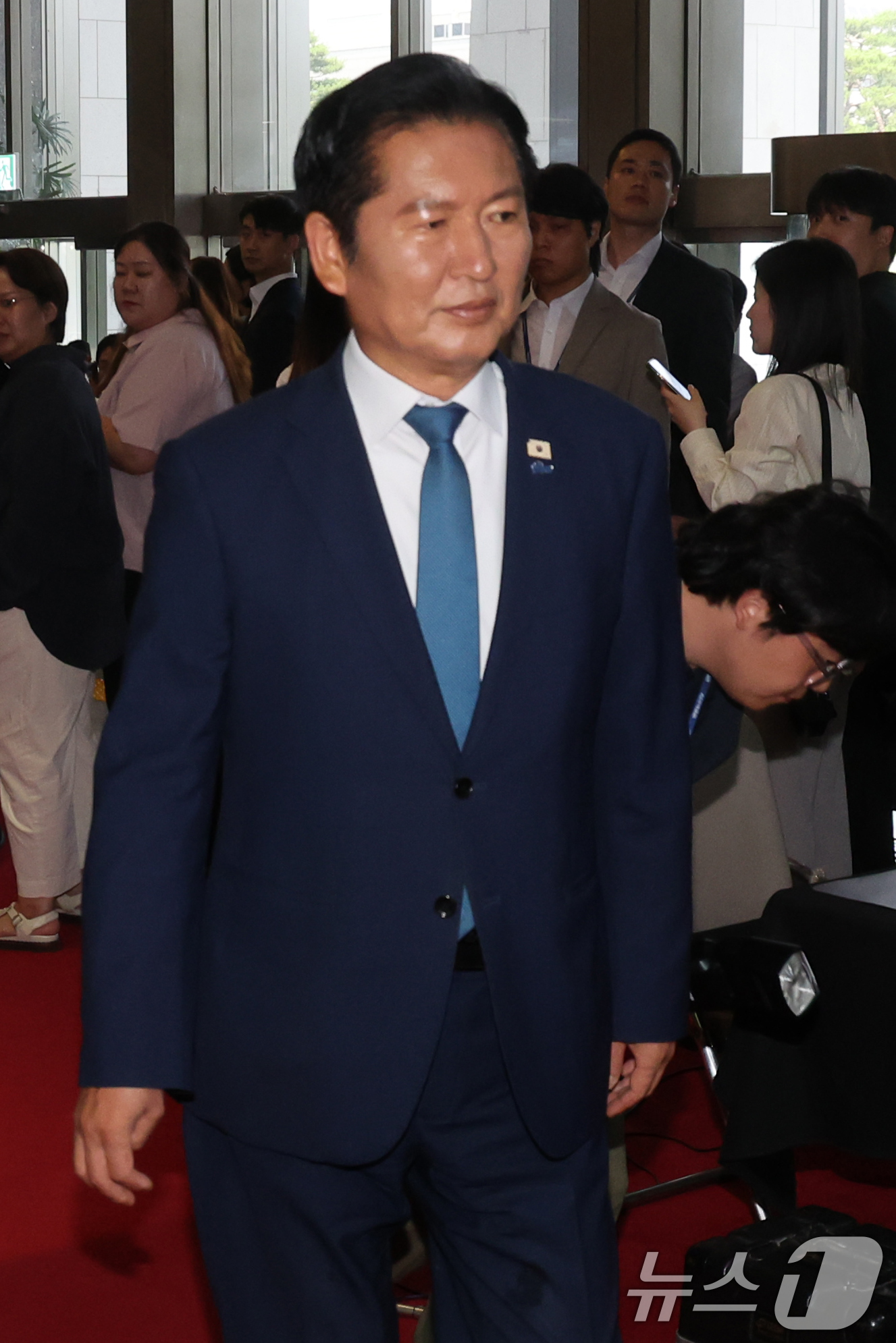 (서울=뉴스1) 황기선 기자 = 정청래 전 더불어민주당 대표가 29일 서울 여의도 국회에서 열린 의원총회에 참석하고 있다.  2026.6.29/뉴스1