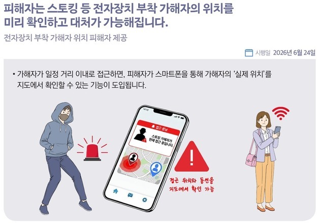 스토킹 가해자 접근시 피해자에 알림…전자증거 보전요청 제도도 시행