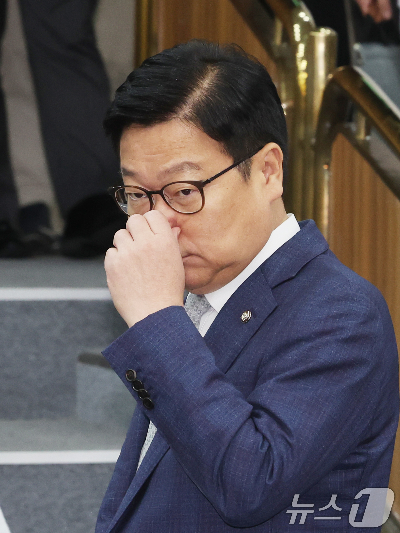 (서울=뉴스1) 황기선 기자 = 정점식 국민의힘 원내대표가 30일 오전 서울 여의도 국회에서 열린 원내대책회의에 참석하고 있다.  2026.6.30/뉴스1