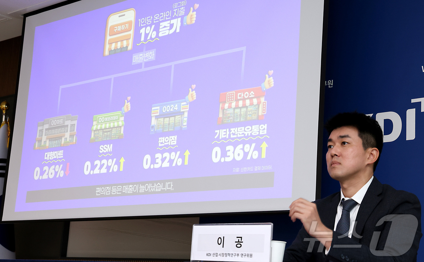 (세종=뉴스1) 김기남 기자 = 이공 KDI 연구위원이 30일 세종시 정부세종청사 재정경제부에서 온라인 유통의 성장과 유통시장 정책 개선방향 내용을 발표하고 있다. 2026.6.3 …