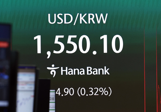 1550원 찍은 원달러환율
