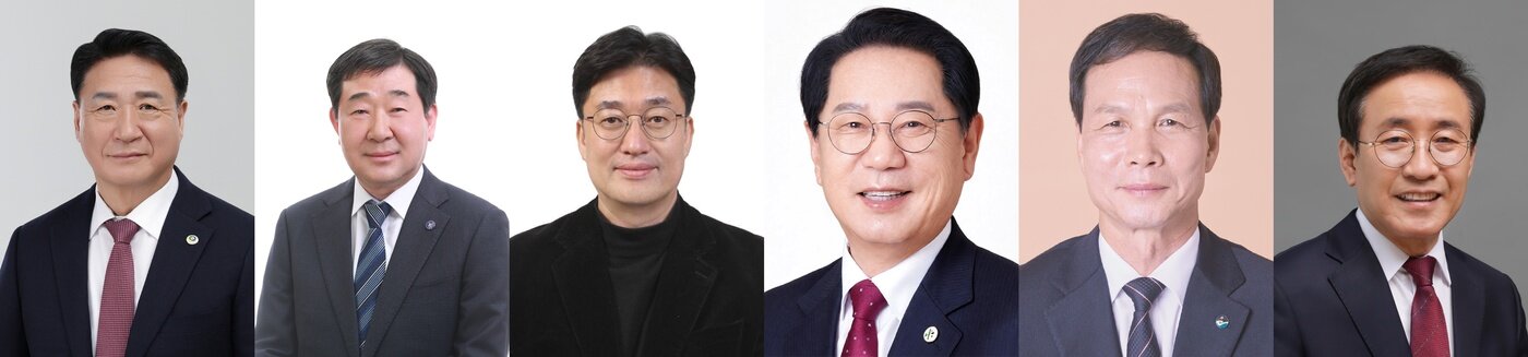 본문 이미지 - 왼쪽부터 영동군 정영철·증평군 이재영·진천군 김명식·괴산군 송인헌·음성군 조병옥·단양군 김문근 당선인.(자료사진)/뉴스1