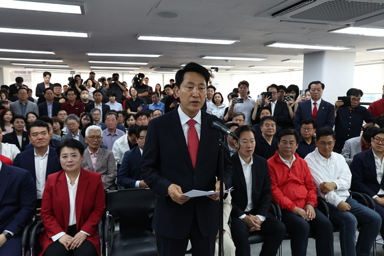 입장 밝히는 오세훈 서울시장 후보