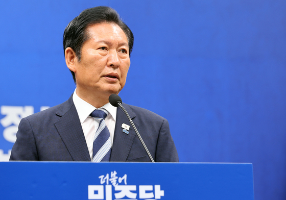 정청래 대표, 지선 결과 관련 기자회견