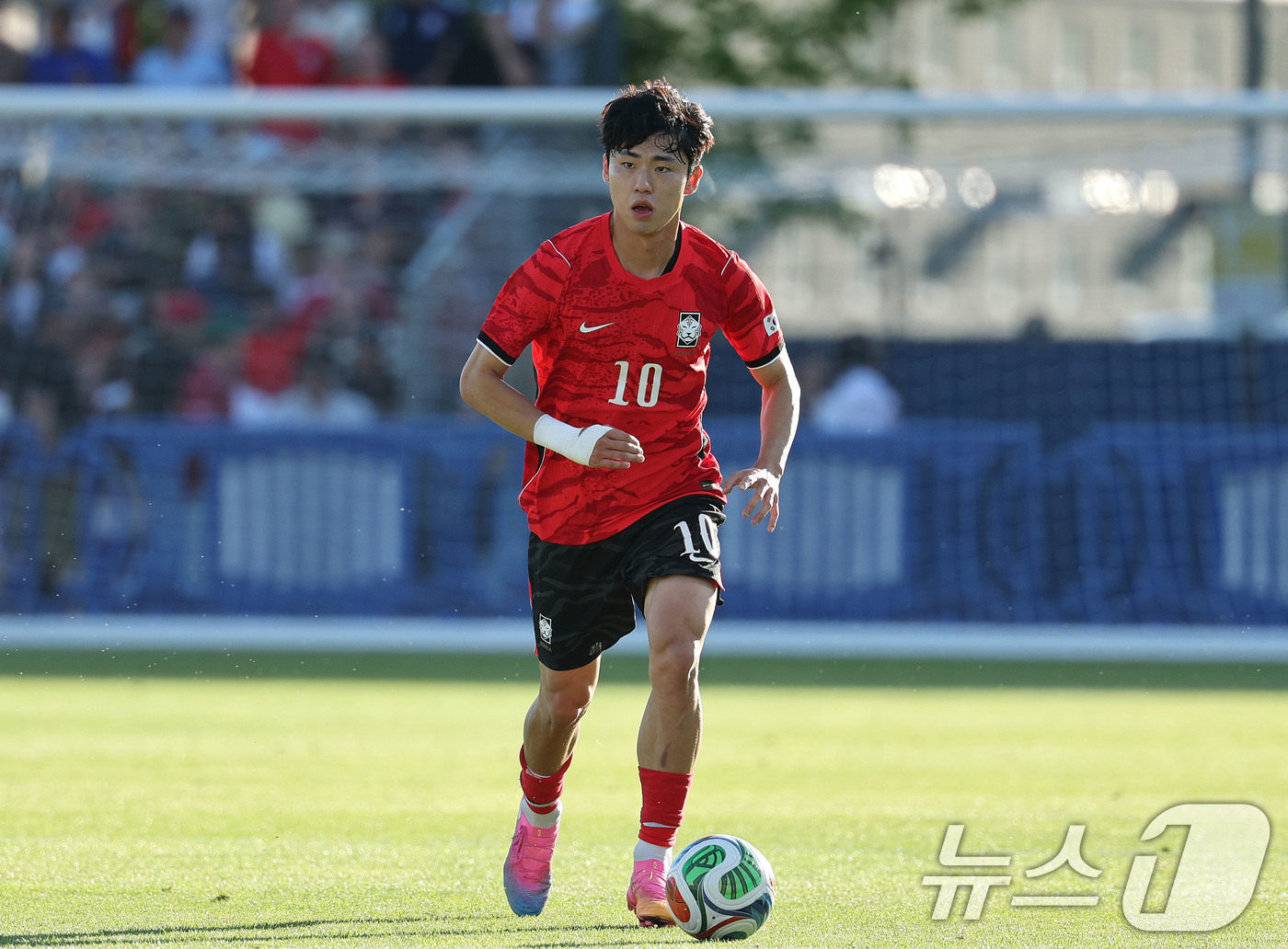 (프로보(유타주)=뉴스1) 임세영 기자 = 대한민국 축구대표팀 이기혁이 3일(현지시간) 미국 유타주 솔트레이크시티 브리검 영 대학교 BYU 사우스필드 경기장에서 2026 국제축구연 …