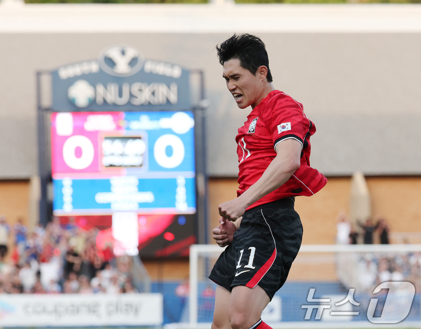 (프로보(유타주)=뉴스1) 임세영 기자 = 대한민국 축구대표팀 이동경이 3일(현지시간) 미국 유타주 솔트레이크시티 브리검 영 대학교 BYU 사우스필드 경기장에서 2026 국제축구연 …