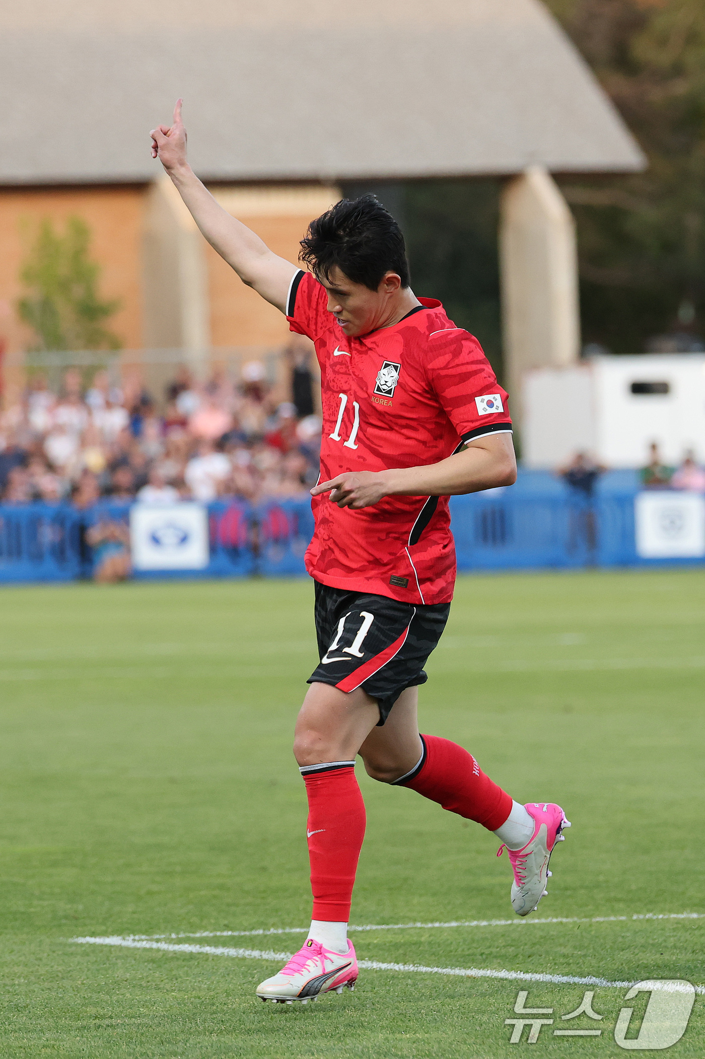 (프로보(유타주)=뉴스1) 임세영 기자 = 대한민국 축구대표팀 이동경이 3일(현지시간) 미국 유타주 솔트레이크시티 브리검 영 대학교 BYU 사우스필드 경기장에서 2026 국제축구연 …