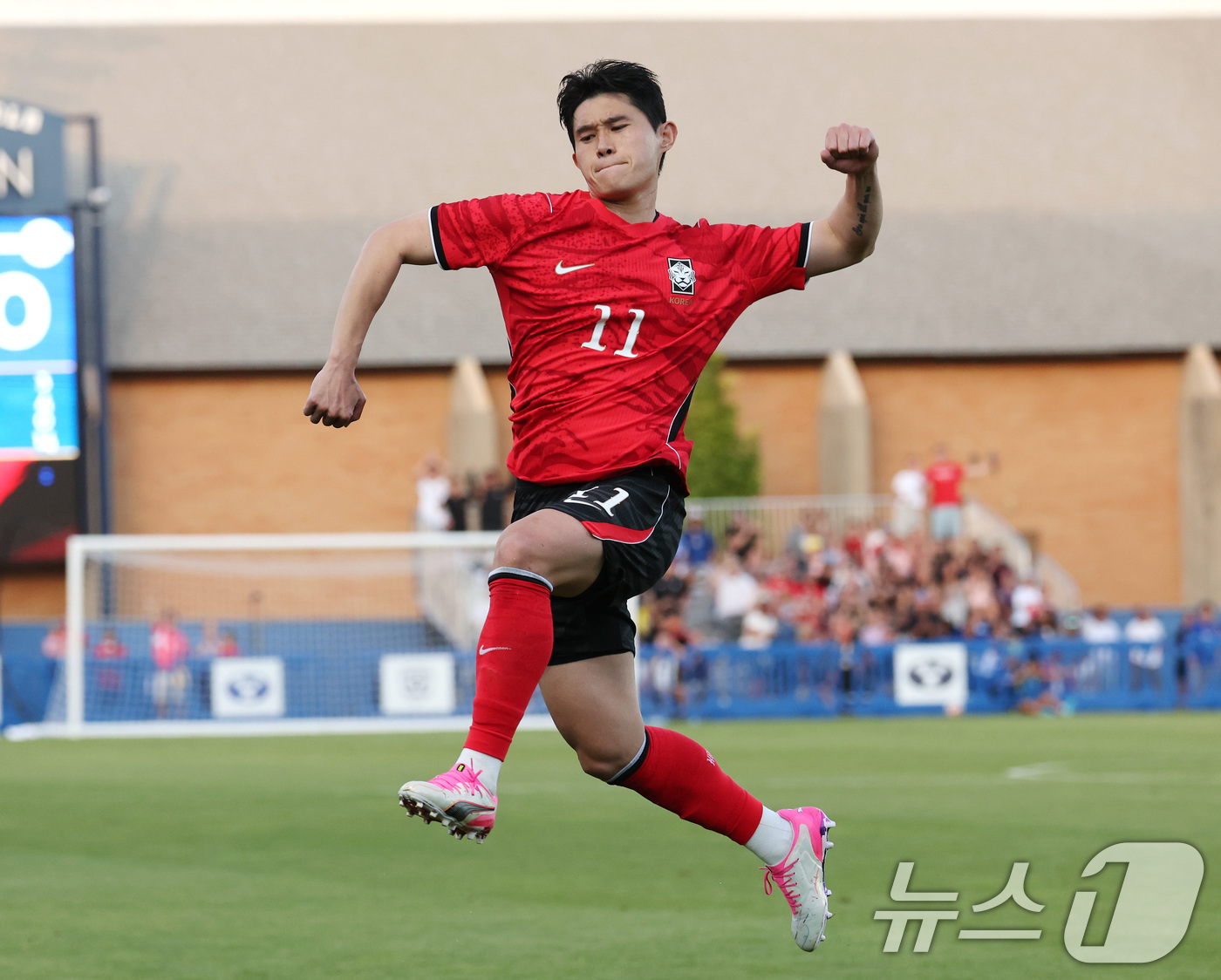 (프로보(유타주)=뉴스1) 임세영 기자 = 대한민국 축구대표팀 이동경이 3일(현지시간) 미국 유타주 솔트레이크시티 브리검 영 대학교 BYU 사우스필드 경기장에서 2026 국제축구연 …