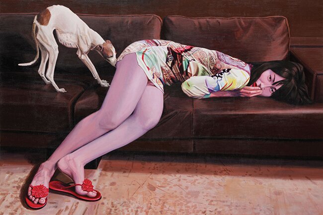 본문 이미지 - 안창홍_무례한 복돌이_oil on canvas_130.3&times;193.9cm_2010 (서울옥션 제공)