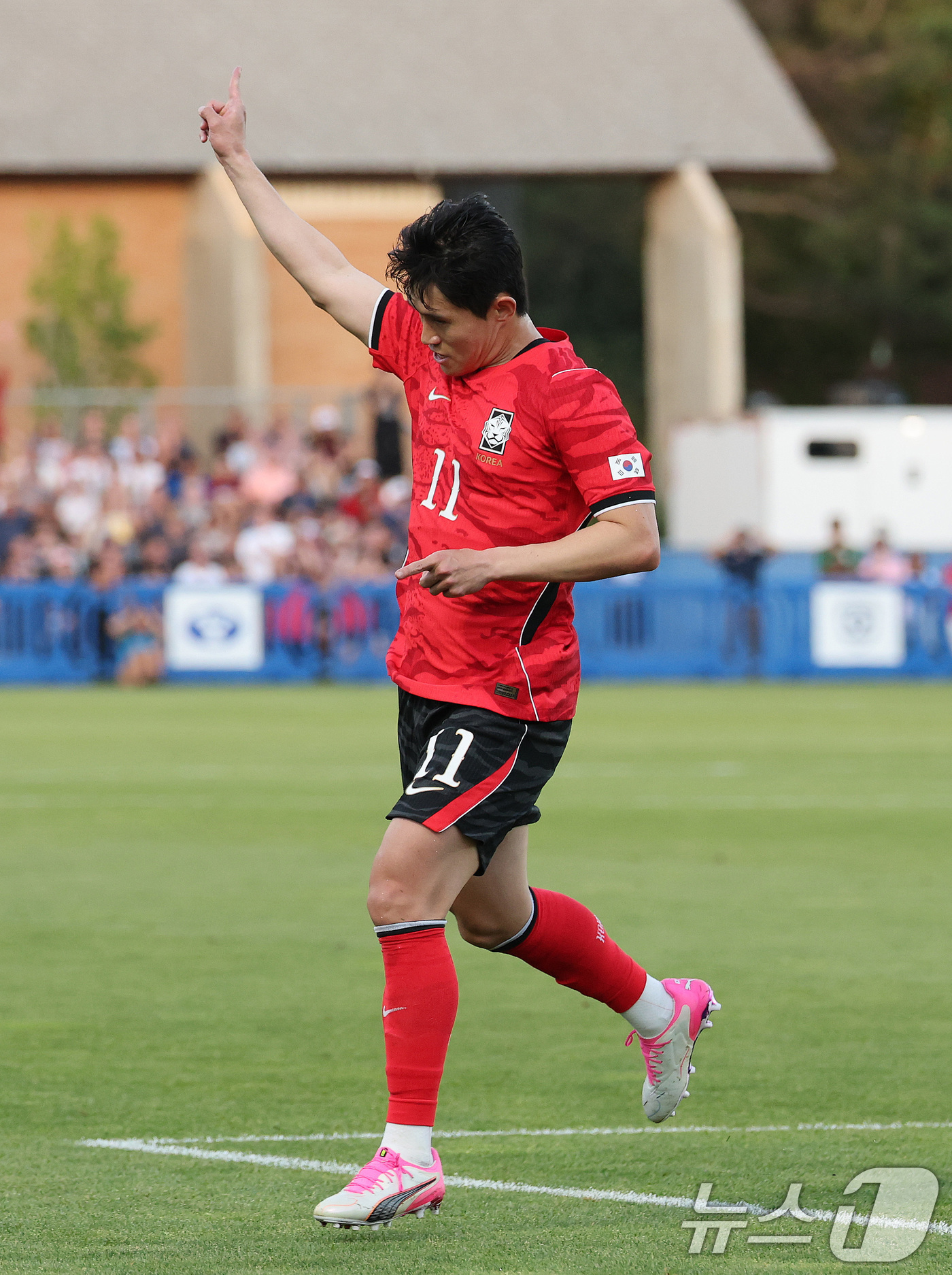 (프로보(유타주)=뉴스1) 임세영 기자 = 대한민국 축구대표팀 이동경이 3일(현지시간) 미국 유타주 솔트레이크시티 브리검 영 대학교 BYU 사우스필드 경기장에서 2026 국제축구연 …