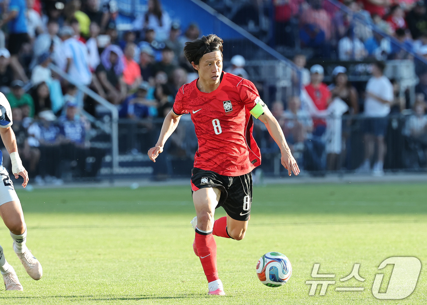 (프로보(유타주)=뉴스1) 임세영 기자 = 대한민국 축구대표팀 이재성이 3일(현지시간) 미국 유타주 솔트레이크시티 브리검 영 대학교 BYU 사우스필드 경기장에서 2026 국제축구연 …