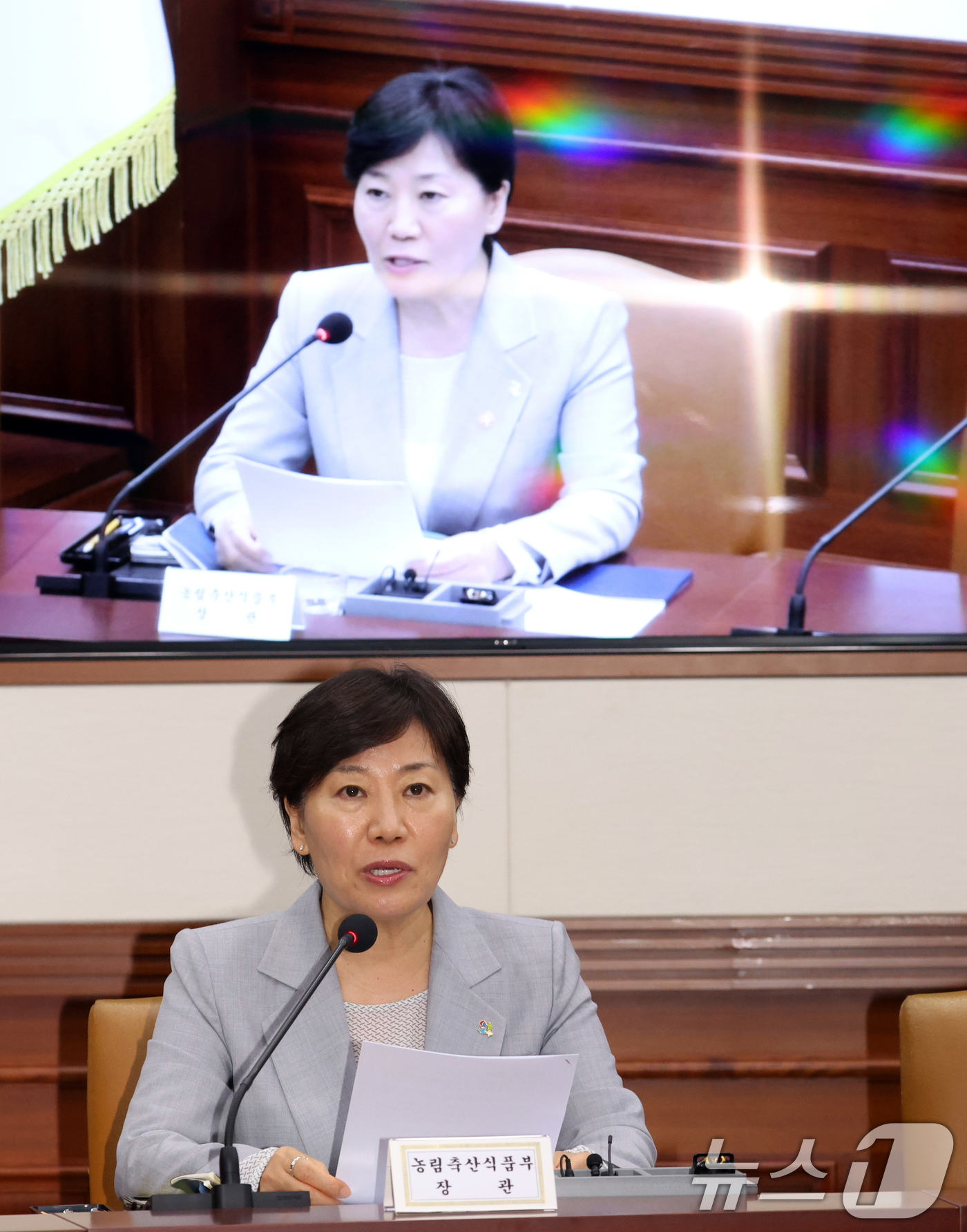 (서울=뉴스1) 김명섭 기자 = 송미령 농림축산식품부 장관이 5일 오전 서울 종로구 세종대로 정부서울청사에서 열린 비상경제본부회의 겸 경제관계장관회의에서 모두 발언을 하고 있다. …
