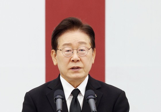 '한미 유해 상호봉환식' 추모사하는 이재명 대통령