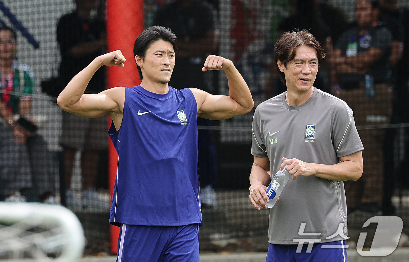 (과달라하라(멕시코)=뉴스1) 임세영 기자 = 대한민국 축구대표팀 조규성이 6일(현지시간) 멕시코 할리스코 과달라하라에 위치한 '치바스 베르데 바예' 훈련장에서 열린 2026 국제 …