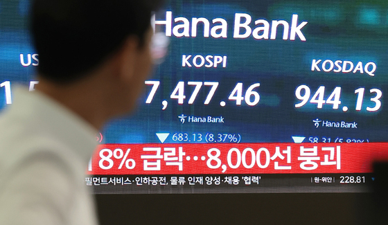 '검은 월요일' 코스피, 서킷 브레이커 이어 매도 사이드카(상보)