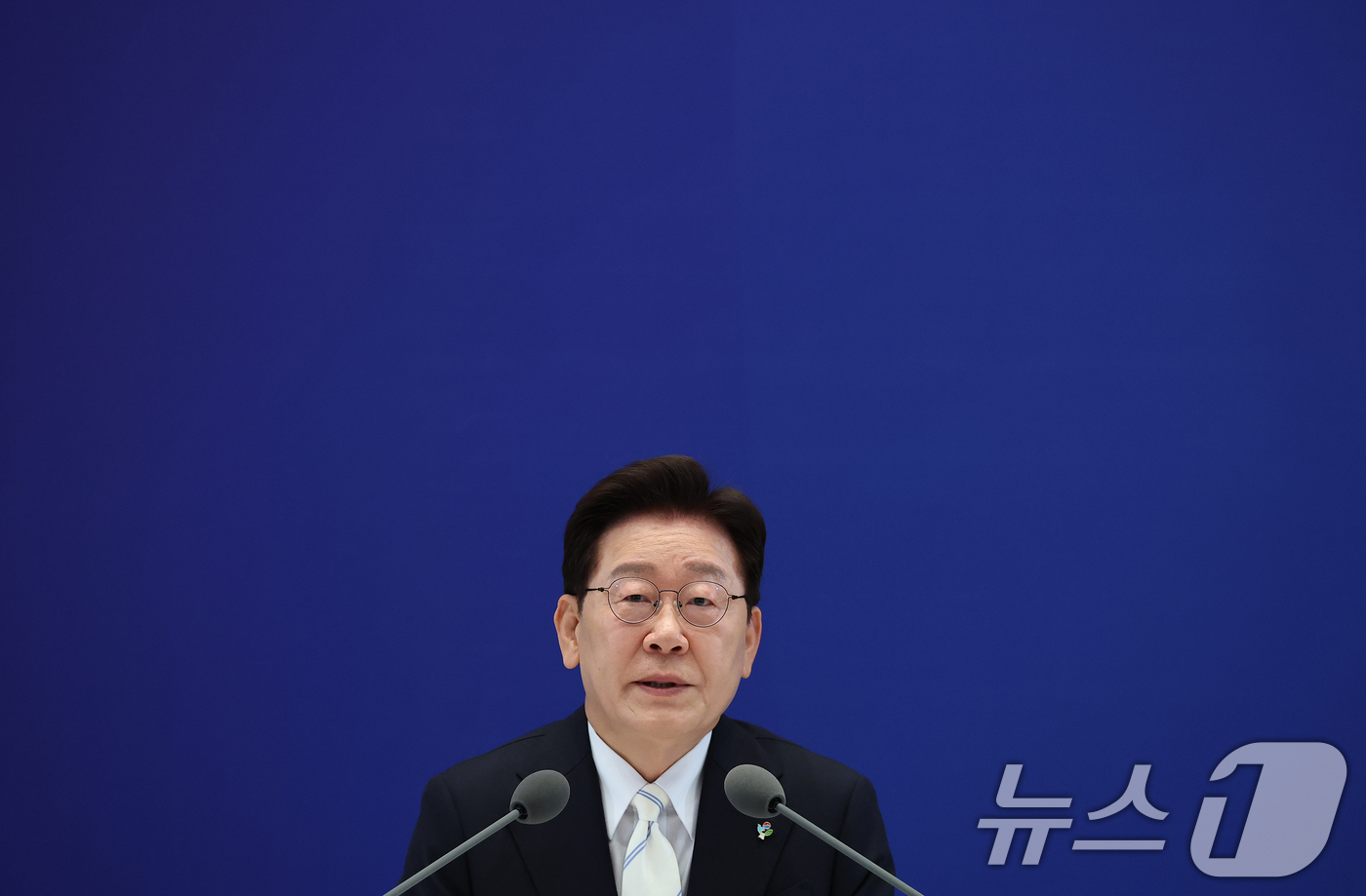 (서울=뉴스1) 허경 기자 = 이재명 대통령이 8일 청와대 영빈관에서 열린 취임 1주년 기자회견에서 발언하고 있다. 2026.6.8/뉴스1
