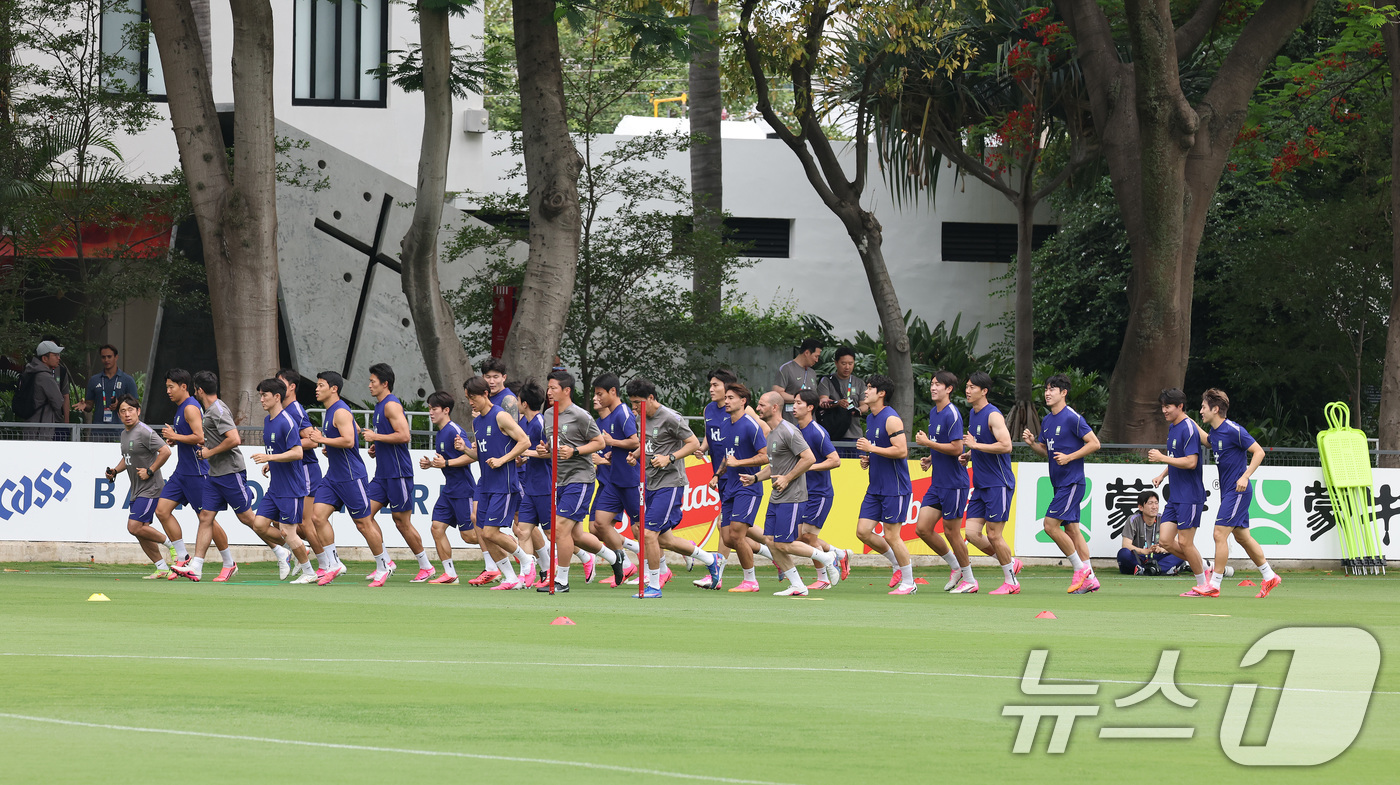(과달라하라(멕시코)=뉴스1) 임세영 기자 = 2026 북중미 월드컵에 출전하는 대한민국 축구대표팀 선수들이 7일(현지시간) 멕시코 과달라하라 인근 사포판에 위치한 치바스 바예 베 …