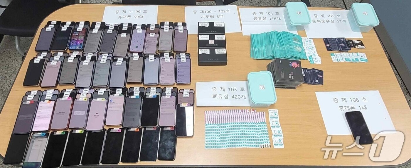 본문 이미지 - 경찰이 압수한 불법 중계기.(전북경찰청 제공. 재판매 및 DB금지)