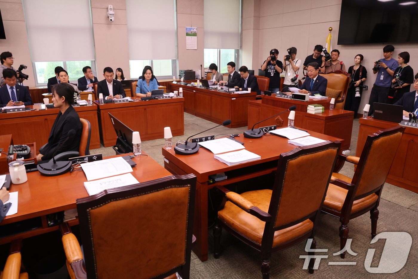 (서울=뉴스1) 황기선 기자 = 10일 오전 서울 여의도 국회에서 열린 법제사법위원회 법안심사제1소위원회에 국민의힘 위원들이 불참해 자리가 비어있다. 2026.7.10/뉴스1