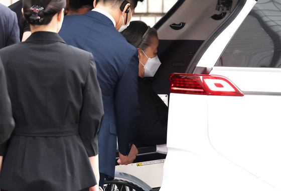 '정교유착' 한학자 통일교 총재, 결심 공판 출석