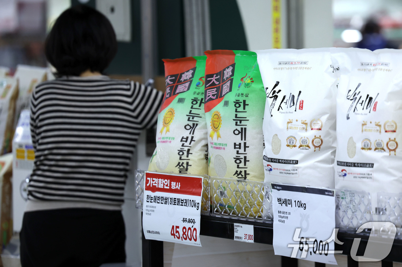 (서울=뉴스1) 이종수 기자 = 10일 서울 도봉구 창동 하나로마트에 쌀이 진열돼 있다. 올해 상반기 주요 쌀 가격은 고유가와 고환율이 따른 생산비 상승 등의 영향으로 지난해 같은 …