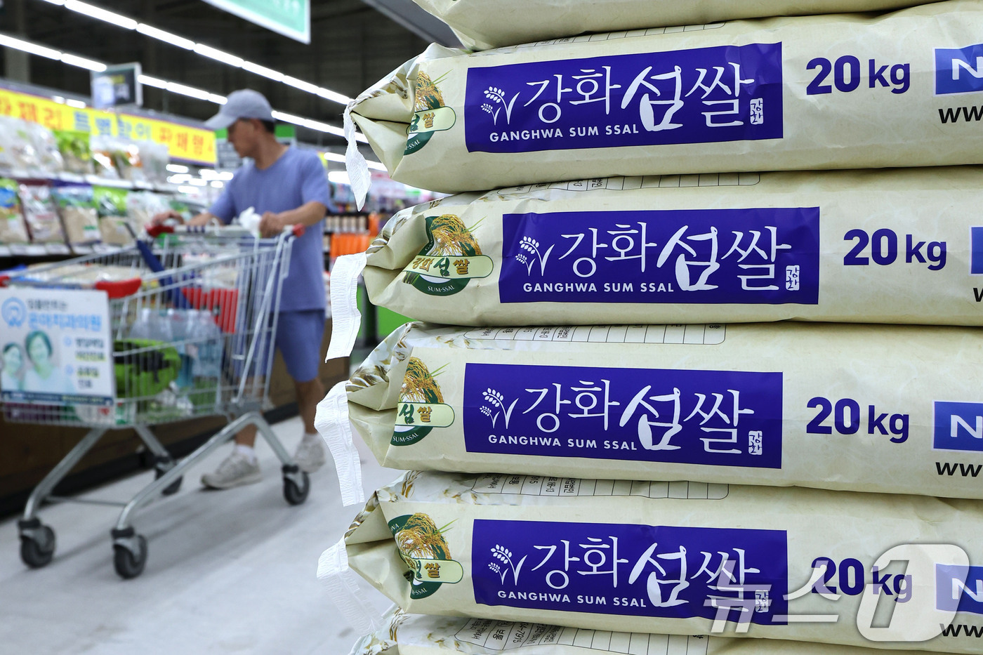 (서울=뉴스1) 이종수 기자 = 10일 서울 도봉구 창동 하나로마트에 쌀이 진열돼 있다. 고유가와 고환율 기조가 이어지면서 올해 상반기 조기(16.9%), 쌀(15.1%), 인삼( …