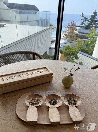본문 이미지 - 자신의 취향에 맞는 차를 선택하는 웰컴티 세리머니 ⓒ 뉴스1 윤슬빈 관광전문기자