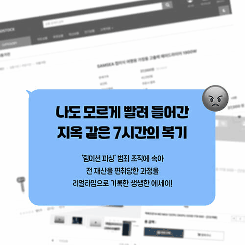 본문 이미지 - '인생에 한번은 사기를 당한다'는 블로그 댓글 하나에서 시작된 '팀미션 피싱'의 7시간을 따라가며 온라인 사기가 사람의 판단을 어떻게 무너뜨리는지 파고든다.