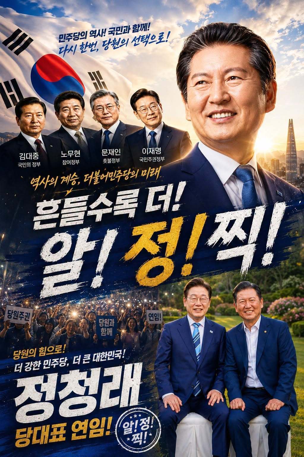 본문 이미지 - 정청래 전 대표는 13일 SNS에 지지자들이 제작한 것으로 추정되는 홍보물을 올렸다. (정 전 대표 SNS 갈무리) 2026.07.13/뉴스1