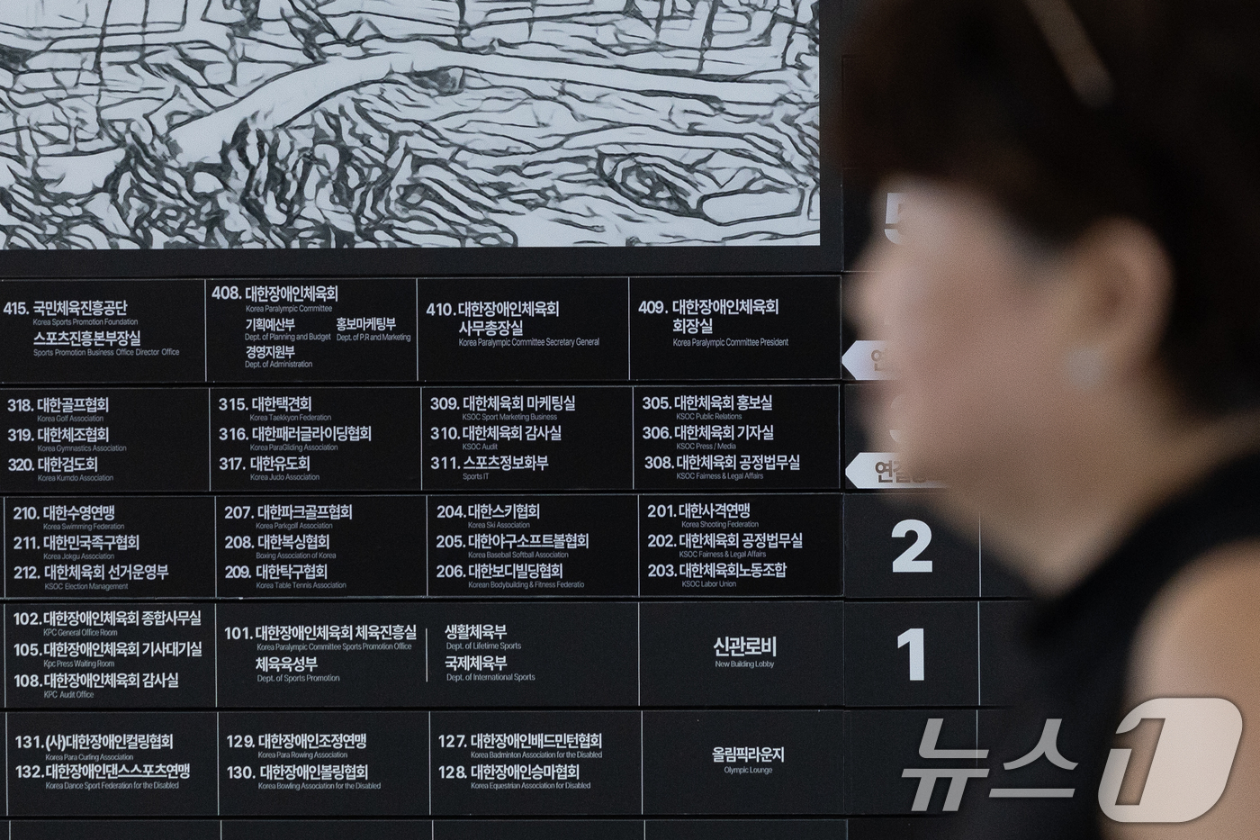 (서울=뉴스1) 안은나 기자 = 14일 서울 송파구 올림픽회관 신관에 대한야구소프트볼협회 등 사무실 층별 안내가 나와있다.대한체육회는 이날 징계 심의 소위원회를 열고 오는 20일 …