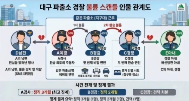 "남편·두 상간남·유부녀도 모두 다 경찰"…'대구 환승 불륜 관계도' 등장