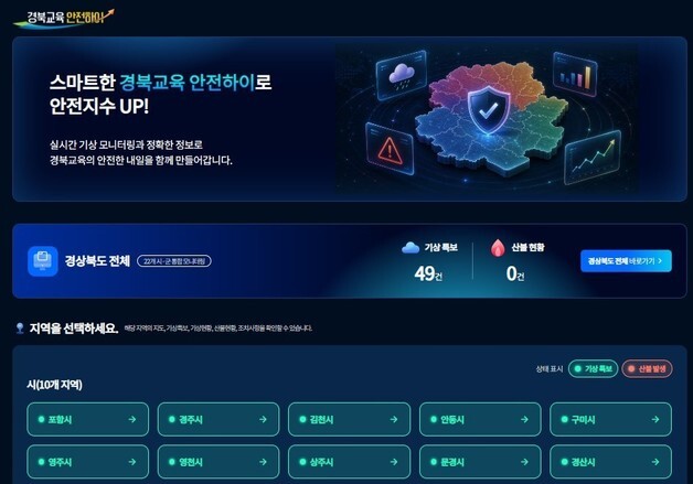경북교육청 '안전하이' 구축…재난정보 실시간 제공
