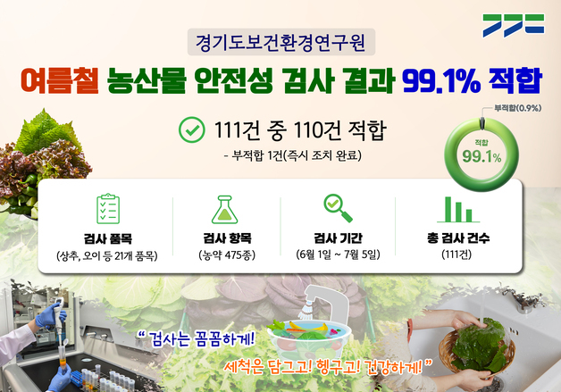 경기도, 여름철 인기 농산물 안전성 검사…99.1% '적합'