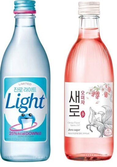 본문 이미지 - (왼쪽부터) 진로 라이트, 새로 오미자.(각 사 제공)
